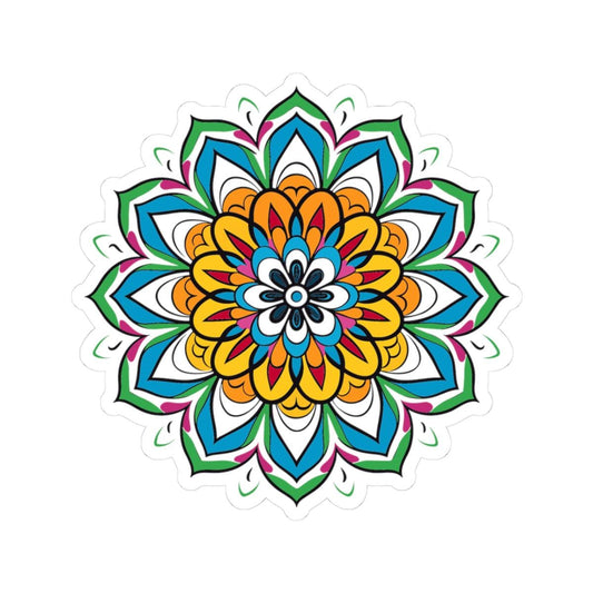 Vibrant Mandala Sticker: Boho Sacred Geometry Art Decal-0